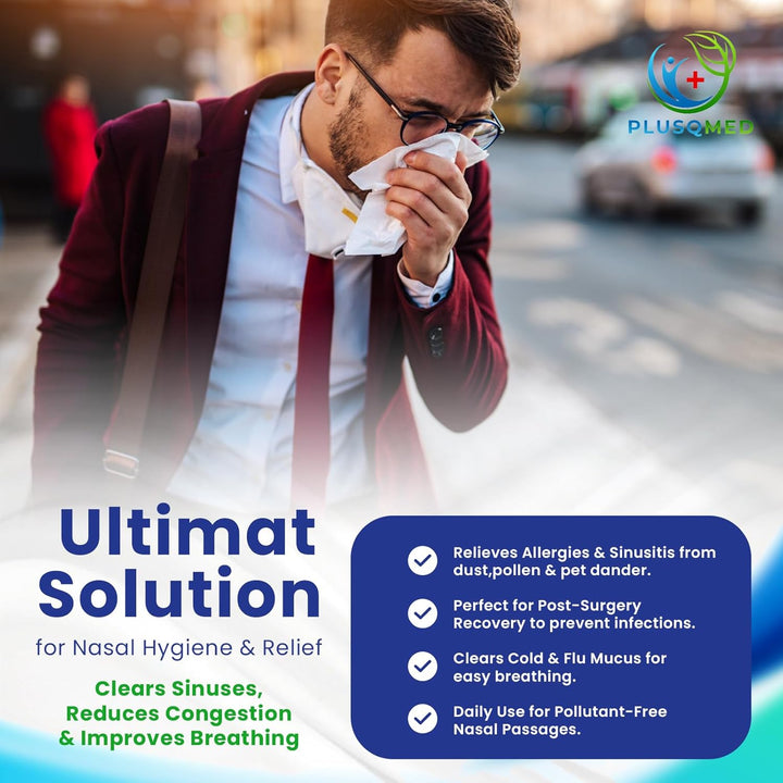 Sinus Rinse Kit, Squeeze Bottle, Neti Pot,+20 Salt Sachets, Original ,Nasal Wash, Sinus Rinse, Adults, Children, Nose Shower for Nose Cleaning and Nasal Flushing,