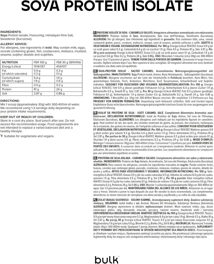 Soya Protein Isolate Powder, Vegan Protein Shake, Salted Caramel, 1 Kg