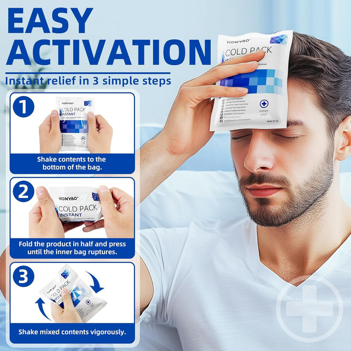 Instant Ice Pack, 9 Packs Disposable Instant Cold Packs, Ice Packs for Sports Injuries, Cold Compress for Pain Relief, Swelling, Inflammation, Sprains, Toothache, Athletes & Outdoor Activities