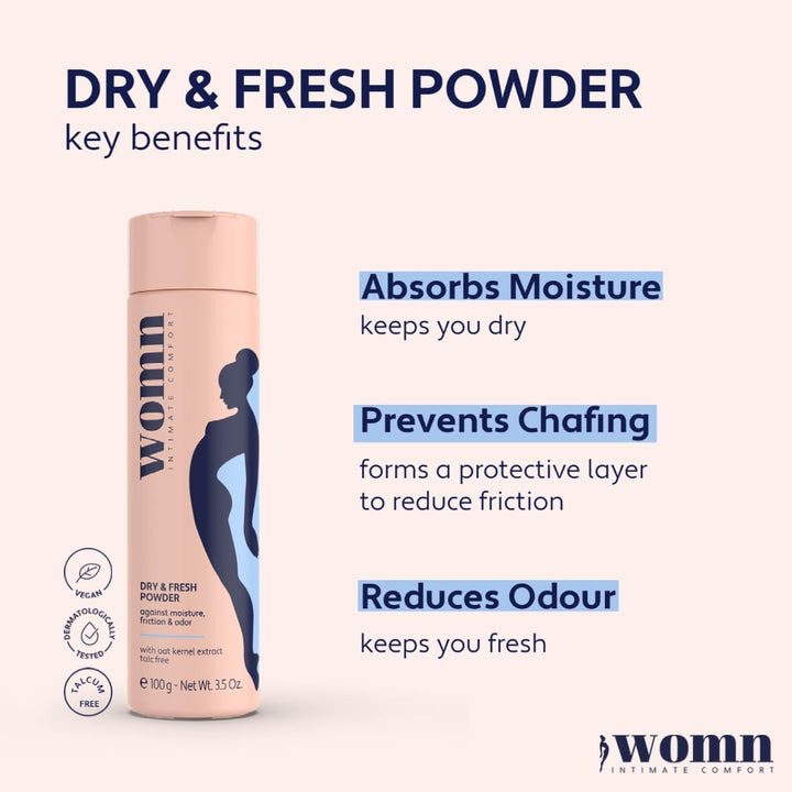 Intimate Comfort Dry & Fresh Powder – Talc-Free Body Powder against Moisture, Friction & Odour, 100 G