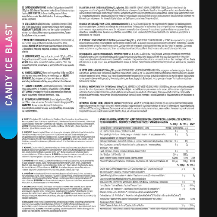 ABE Pre Workout - All Black Everything Pre Workout Powder, Energy & Physical Performance with Citrulline, Creatine, Beta Alanine (375G - 30 Servings) (Candy Ice Blast)