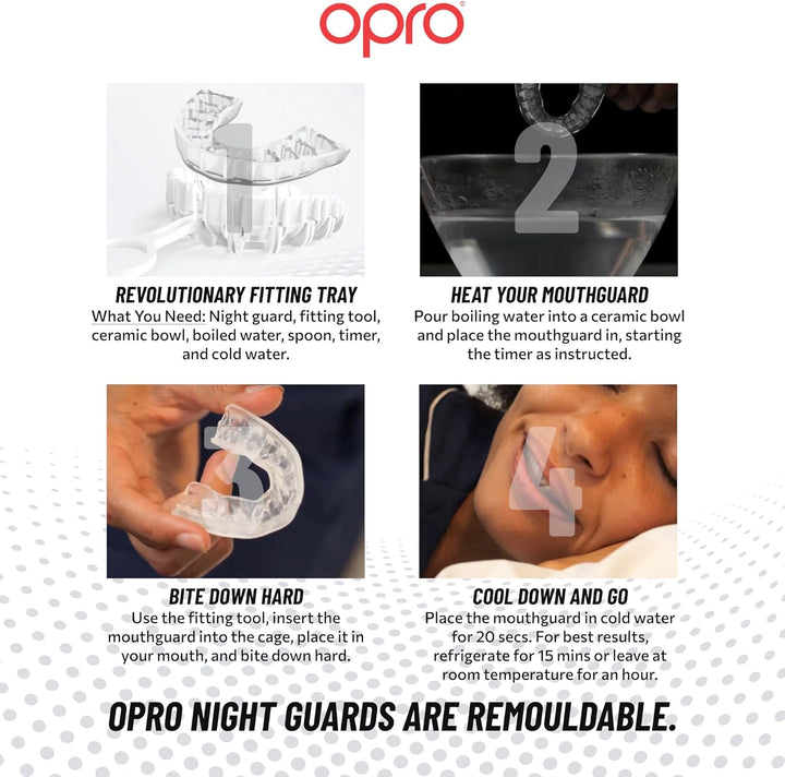 Dentist Recommended Night Guard Clenching and Grinding Teeth,Bruxism TMJ Relief. Slim Fit,Customisable Size Restful Sleep. Dental Antimicrobial Nightguard Case Included (Clear)