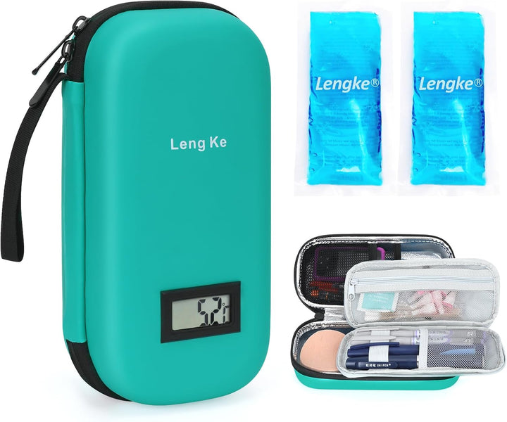 Monjaro Travel Case - Insulin Cooler Travel Case with 2 Ice Packs, Keep Medicine Cool While Traveling, Medicine Cool Bag for Diabetes Supplies(Blue Camellia)