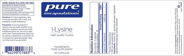 L-Lysine 500Mg - Hypoallergenic Essential Amino Acid Supplement - 90 Vegetarian Capsules