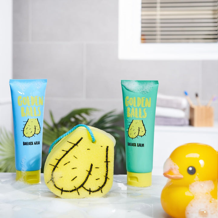 Golden Balls, Balm & Sponge Set - for Your Private Bits - Funny Novelty Gift for Men