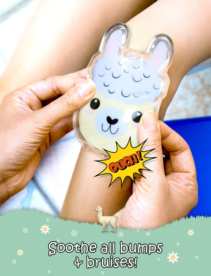 Cold Compress for Kids, Reusable Kids Ice Pack - Fever & Pain Relief - Instant First Aid Soother for Bumps, Bruises, Injury, Boo Boos - Hot or Cool Gel Pads for Your Toddler, Infant, Baby (Llama)