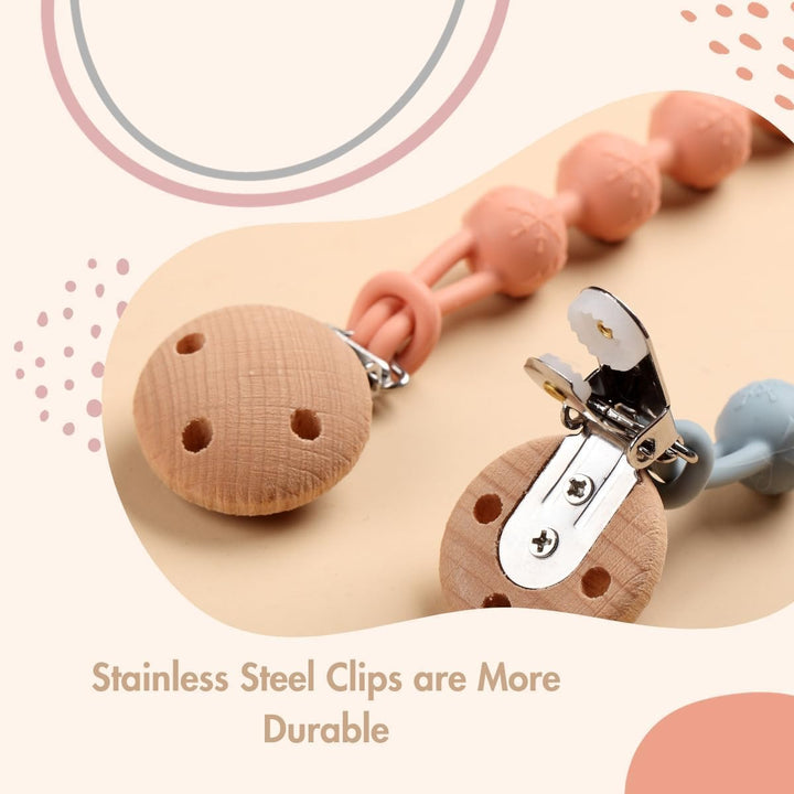 Baby Dummy Clip Girls - 2 Pcs Pacifier Clips and Soother Clips - Silicone Dummy Holder & One-Piece Soother Chains for Babies & Newborns
