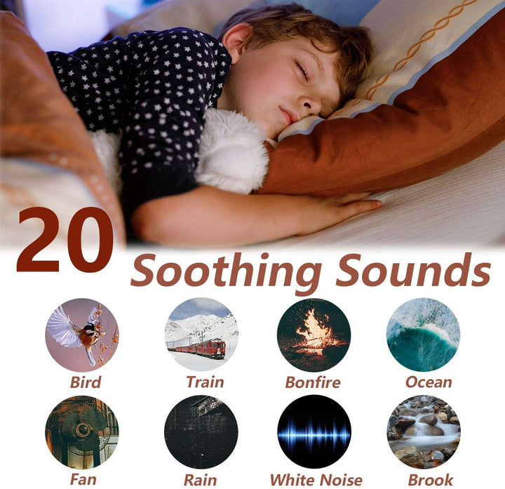 Sound Machines White Noise Machine with 20 Non Looping Natural Soothing Sounds and Memory Function 32 Levels of Volume Sleep Sound Timer Therapy for Baby Kids Adults (White Little)