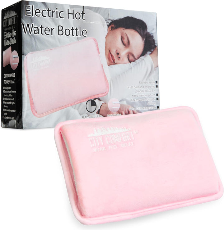 Rechargeable Electric Hot Water Bottle Heat Pad 6 Hour Warmth Temperature Control Detachable Lead Cosy Bed Warmer Hand Warmer Pouch Gifts (Purple)