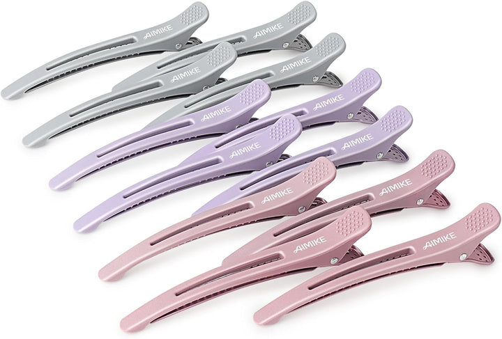 6Pcs Duck Billed Hair Clips for Styling & Sectioning, No Crease, Salon & Cutting Clips with Silicone Band