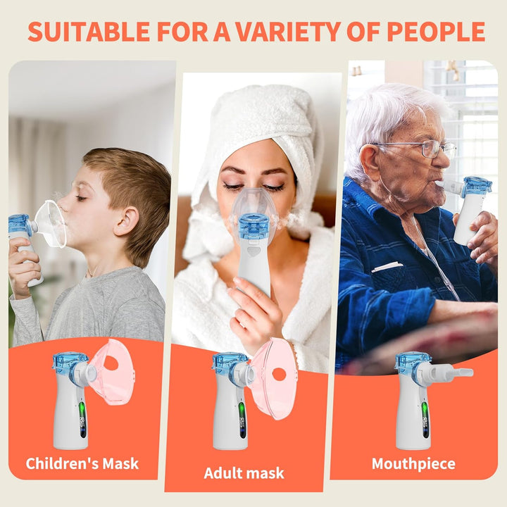 Nebuliser Machine for Adults & Kids, Steam Inhaler, Nebuliser for Kids, Portable Nebuliser for Adults Sinus Inhaler with Digital Display, Timed and Automatic Cleaning Suit for Travel & Home (Blue)