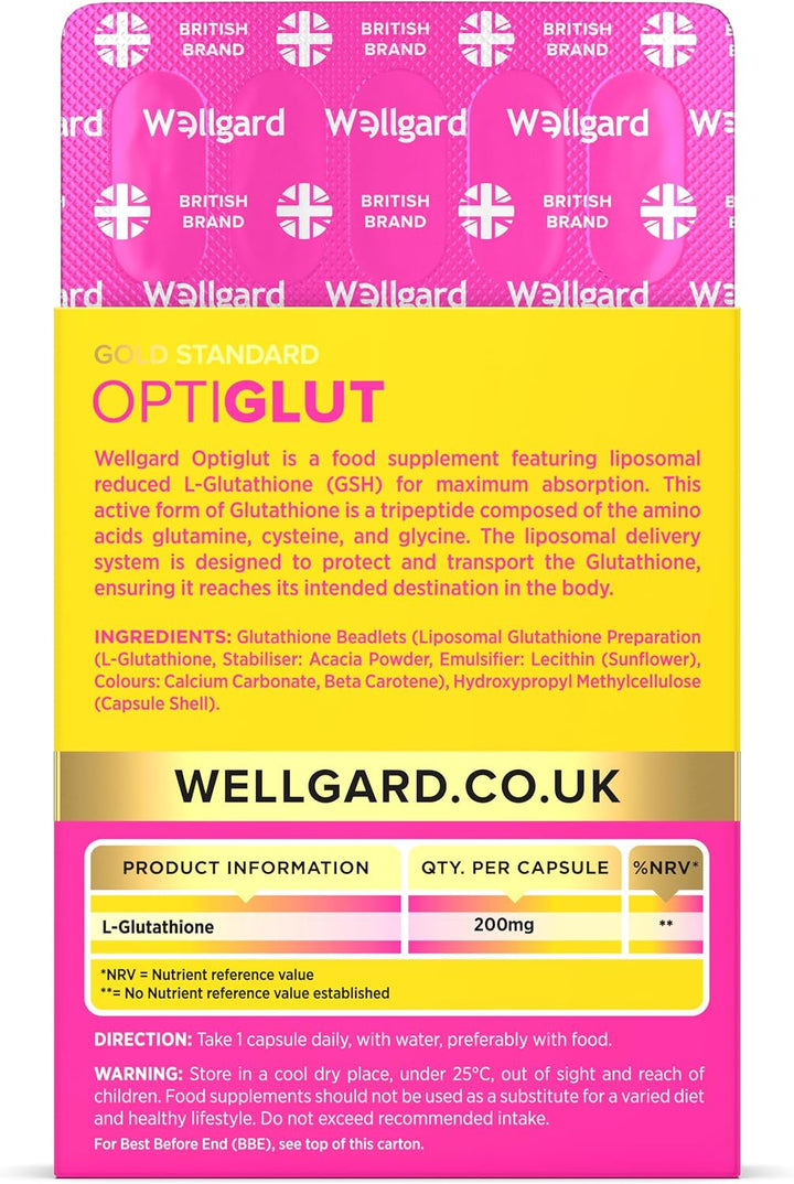 Liposomal Glutathione 200Mg,  Optiglut - High Absorption Reduced L-Glutathione (GSH) - One-A-Day Vegan Capsules, 30 Capsules