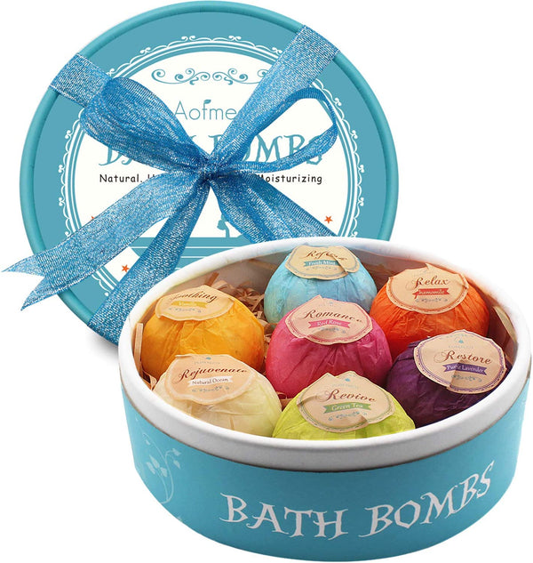 Bath Bombs Gift Set, 7Pcs Fizzies Spa Kit Perfect for Moisturizing Skin, Birthday Valentines Mothers Day Anniversary Christmas Best Gifts Ideas for Women, Mum, Girls, Her, Kids