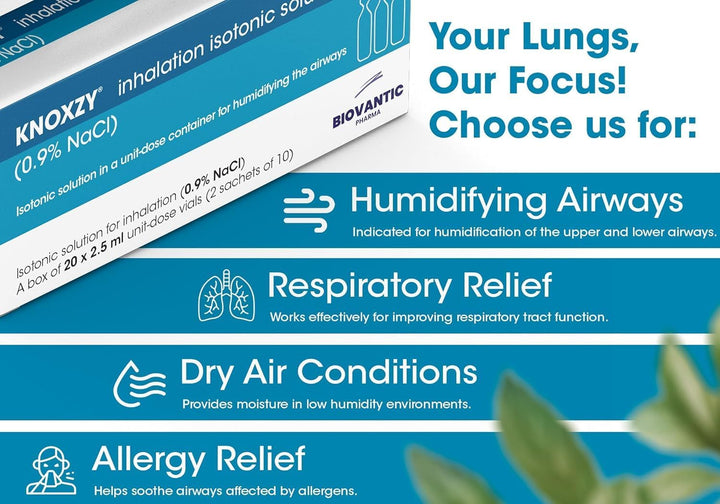 Isotonic Solution 0.9% - Sodium Chloride Nacl - Isotonic Solution for Humidifying the Airways – 20 X 2.5 Ml (Pack of 2)