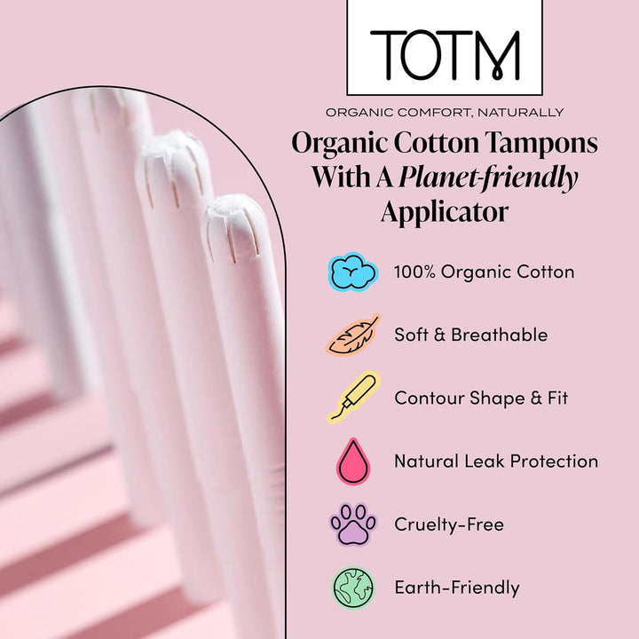 Organic Tampons with Biodegradable Cardboard Applicator | Medium Pack of 16 | Made from Cotton | Soft & Sustainable Natural Tampons for Leak-Free Comfort