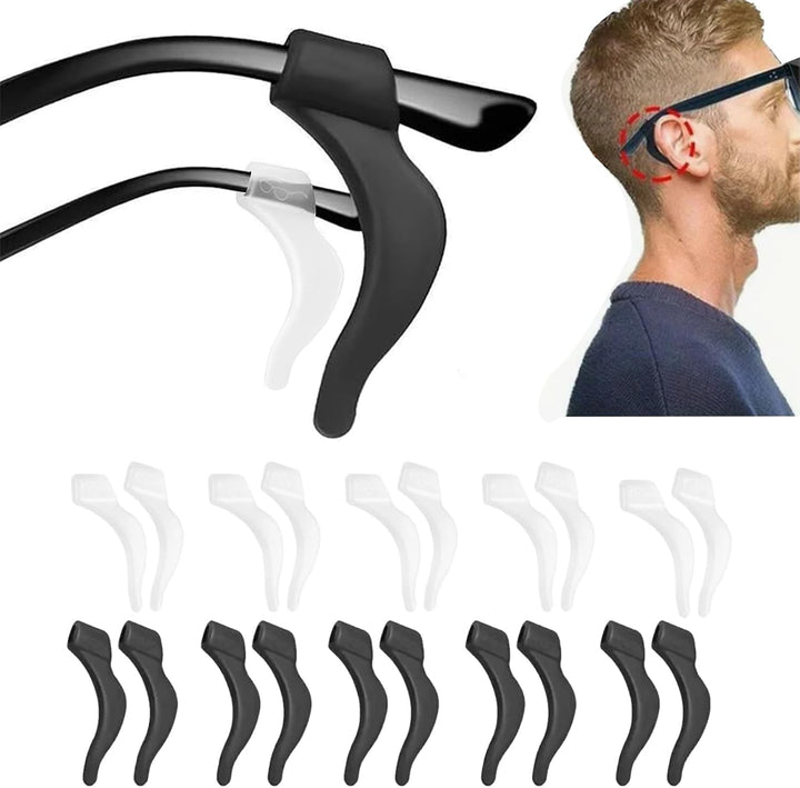 20 Pcs Silicone Ear Hooks, Silicone Glasses Ear Cushion Grip, anti Slip Eyeglass Ear Cushions, Glasses Ear Grips, Glasses Grips behind Ears,Glasses anti Slip,For Glasses, Sunglasses, Reading Glasses