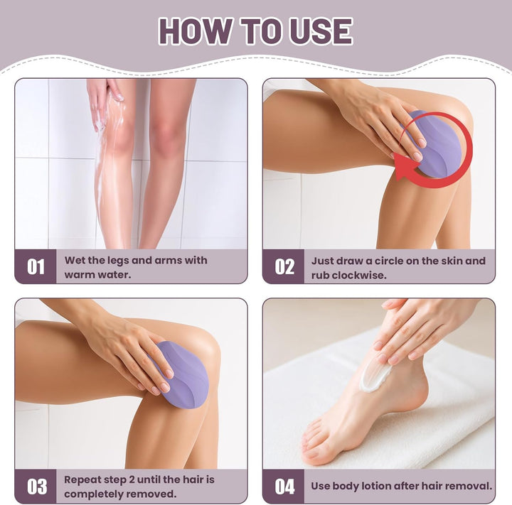 Crystal Hair Remover for Purple Nano Glass Remover - Gentle Body Hair Removal Tool, Easy Magic Hair Eraser for Women, Suitable for All Parts of the Body, Makes Skin Soft and Silky