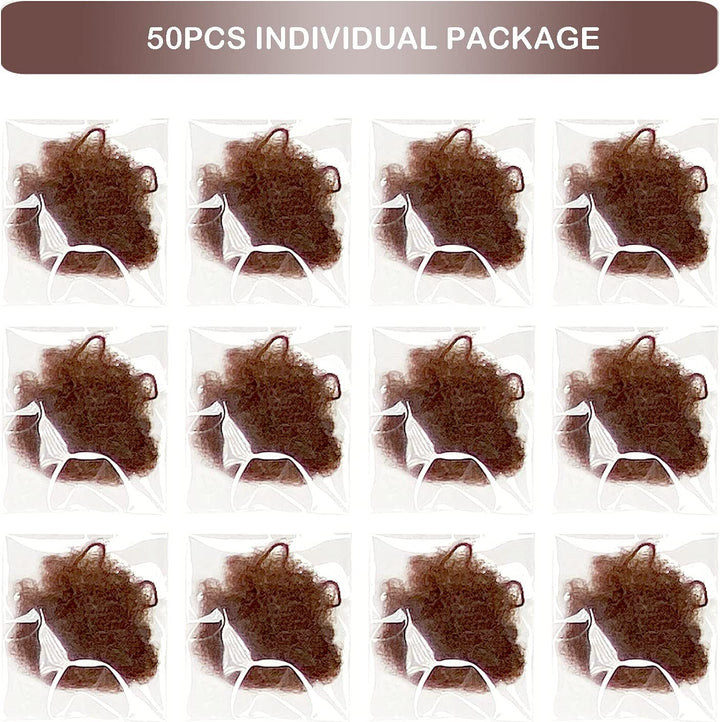 Brown Hair Nets for Buns Kit - 50PCS 50Cm Ballet Bun Nets and 10 PCS U Shaped Bobby Pins, Individual Package, Elastic Edge Mesh for Girls Women Dance Catering Working