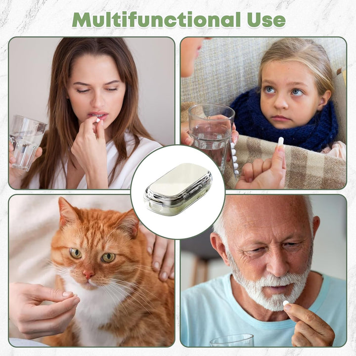 Pill Cutter, New Adjustable Pill Cutters Splitter for Small & Tiny & Large Pills, Portable 1/2 1/3 1/4 Tablet Cutter for Pills, Cutting & Storage 2-In- 1 Tablet Dispenser for Travel (Green)