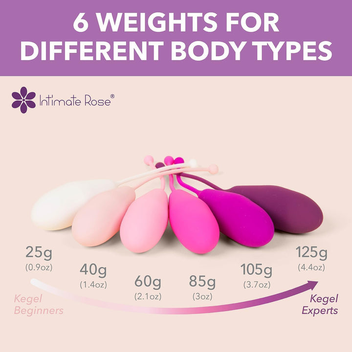 Kegel Balls for Women – Pelvic Floor Strengthener and Weights Exerciser for Tightening & Control - Set of 6 Silicone Kegel Devices for Women – Premium Trainer for Beginners & Advanced