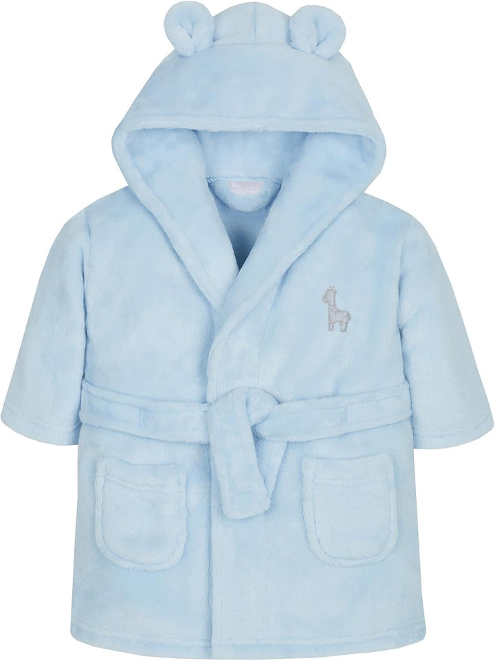 Baby Robe Dressing Gown - Super Soft Plush Fleece Bathrobe - for Baby Boy and Girl - Gift for Newborn to 6 Years - Consists of Snuggle Hood, 2 Large Pockets and Secure Waist Tie