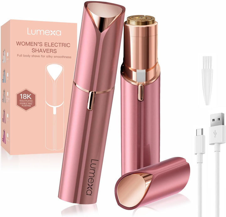 Facial Hair Remover Women, Lady Shaver for Women, Rechargeable Hair Remover Painless Face Hair Trimmer for Face Hair, Lips, Peach Fuzz, Bikini Body-White