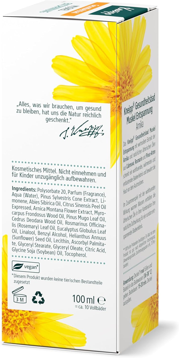 Health Bath Muscle Relaxation - Bath Oil with Valuable Extract of Arnica & Essential Oils from Cabreuva, Rosemary & Pinus Species - Invigorates & Does Well after Physical Effort - 100 Ml