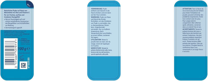 Natural Baby Powder with Aloe & Vitamin E (1 X 100 G) - Protects Sensitive Skin, Absorbs Moisture & Keeps Skin Dry - 99% Ingredients of Natural Origin