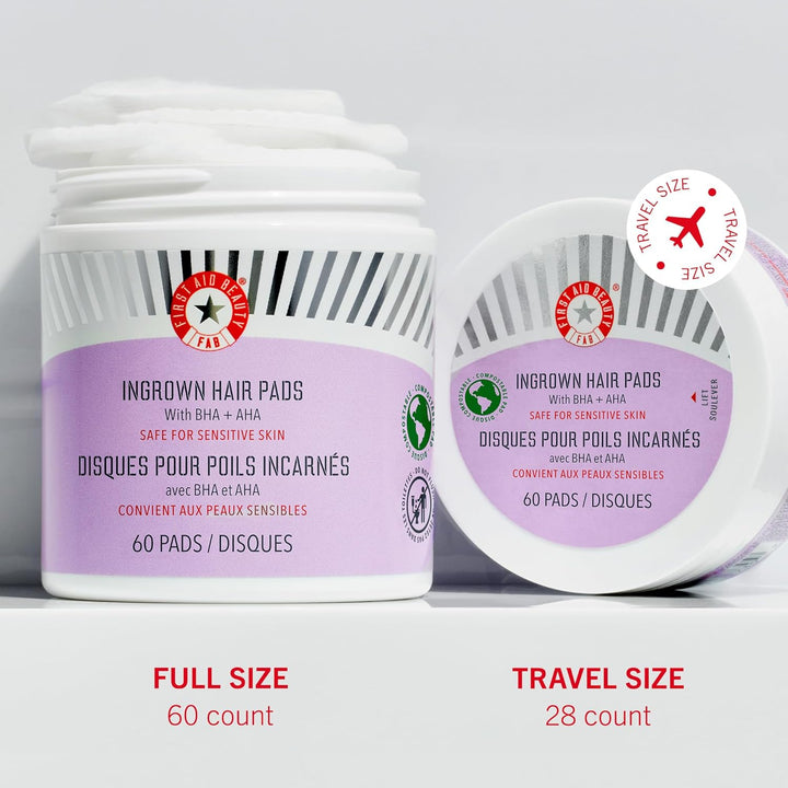 Ingrown Hair Pads with BHA & AHA – Daily Treatment Relieves Razor Burn, Prevents Ingrown Hairs and Soothes Irritation – 28 Pads