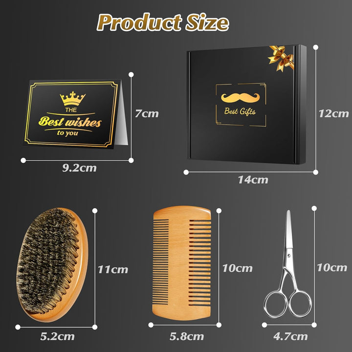 Stocking Fillers for Men, Christmas Gifts for Men Him, Birthday Gifts for Mens Dad Husband Boyfriend,  Beard Brush Grooming Kit with Brush Comb Scissors, Grandad Daddy Step Dad Xmas Presents