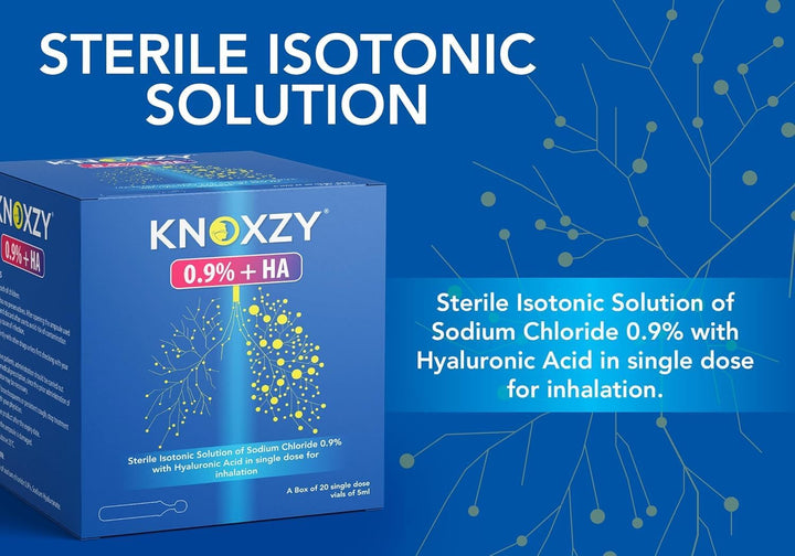 Isotonic Saline Solution 0.9% + Hyaluronic Acid Nebulizer Diluent for Inhalators and Nasal Hygiene Clear Congestion from Airways & Lungs (20 Sterile Single Dose Vials of 5Ml) (1)