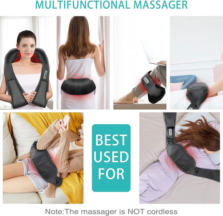 Shiatsu Neck and Shoulder Massager,  Back Massager with Heat, Deeper Tissue 4D Kneading Massage for Shoulder, Neck and Back, Use at Home, Office, Car - Birthday Gift for Women/Men/Mom/Dad