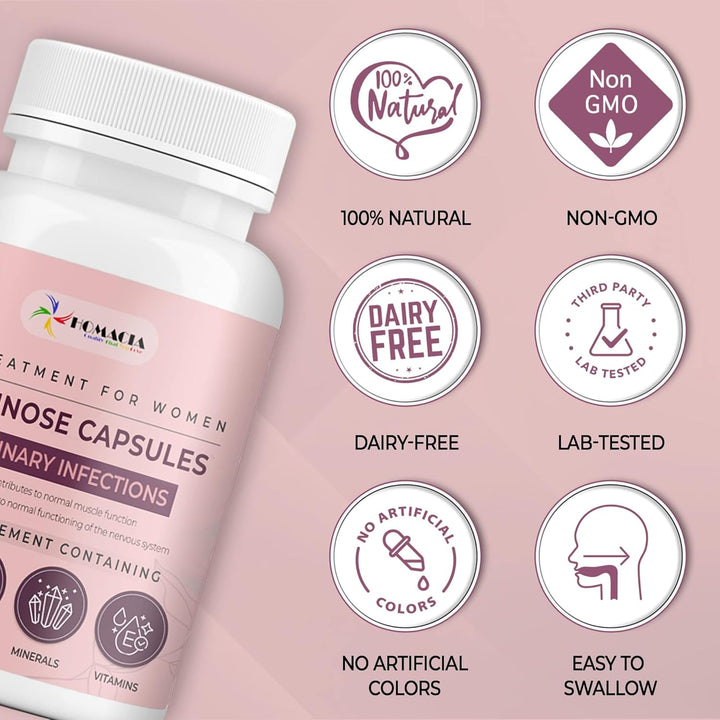 D-Mannose Capsules | Support Bladder Control & Urinary Tract Infection | D Mannose Cystitis Treatment for Women | High Strength 1500 Mg