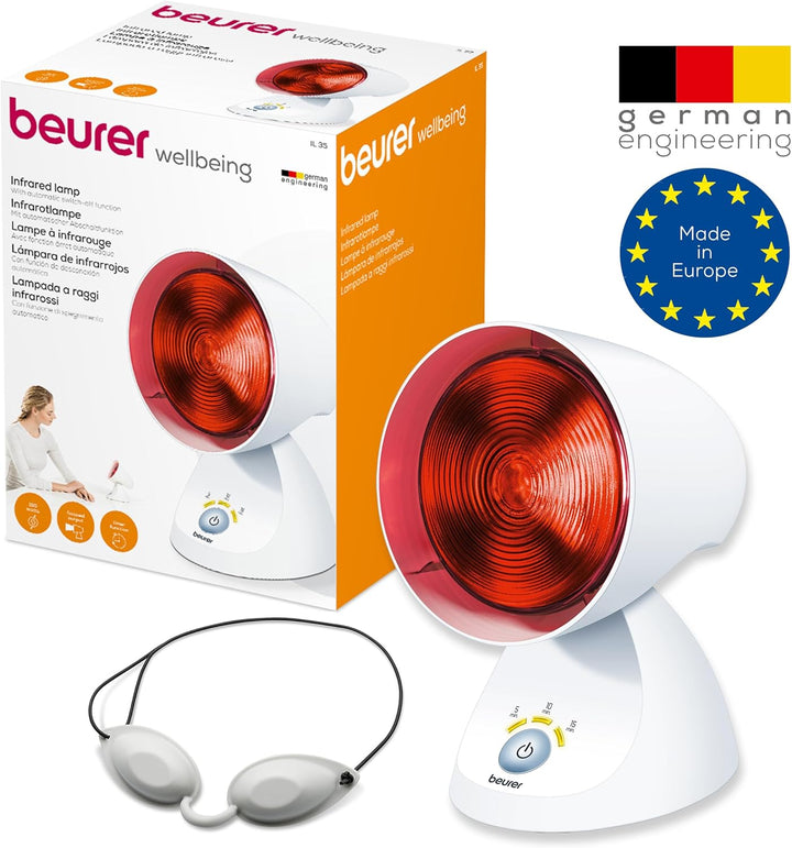 IL35 Infrared Heat Lamp, Soothing Heat for Colds and Muscle Tension, Infrared Therapy for Improved Blood Circulation, with 3-Level Treatment Timer, 100% UV Blocker, Medical Device