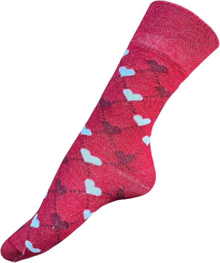 6 Pairs Ladies Loose-Top Non-Elastic Socks, (Pack of 6) COTTON, Bright Colours Diabetic Socks UK Size 4-7, EUR Size 37-42