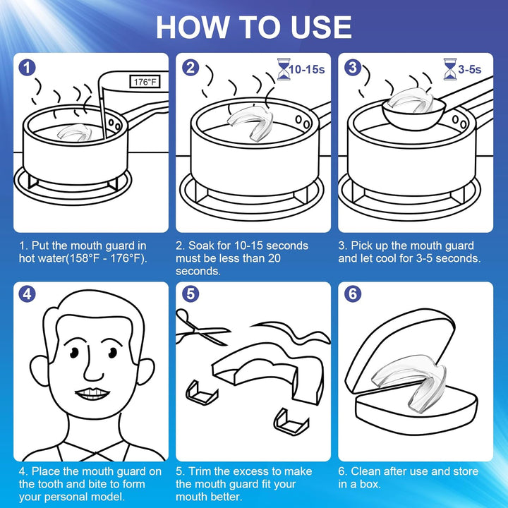 Mouth Guard for Teeth Grinding, Upgraded Night Guards for Sleeping, Pack of 4 Moldable Mouth Guard Stops Bruxism and Teeth Clenching 2 Sizes with a Travel Cases