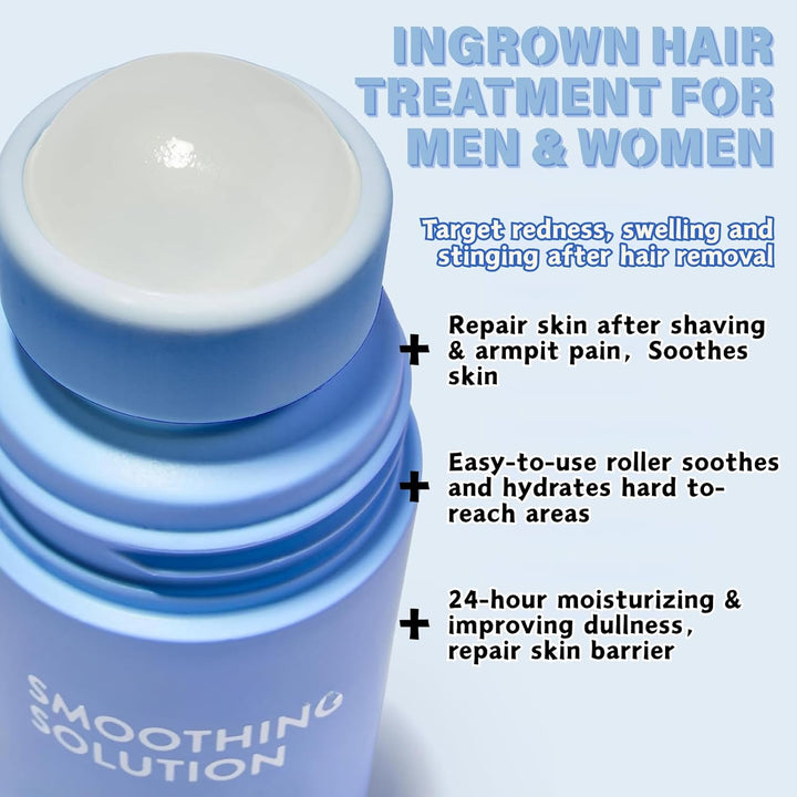 2Pcs Razor Bump Smoothing Solution Ingrown Hair Treatment with BHA AHA - High Roller Ingrown Tonic for Underarms Abdomen - Ingrown Hair Serum for Men & Women - Roller Ball Applicator for Tend Skin