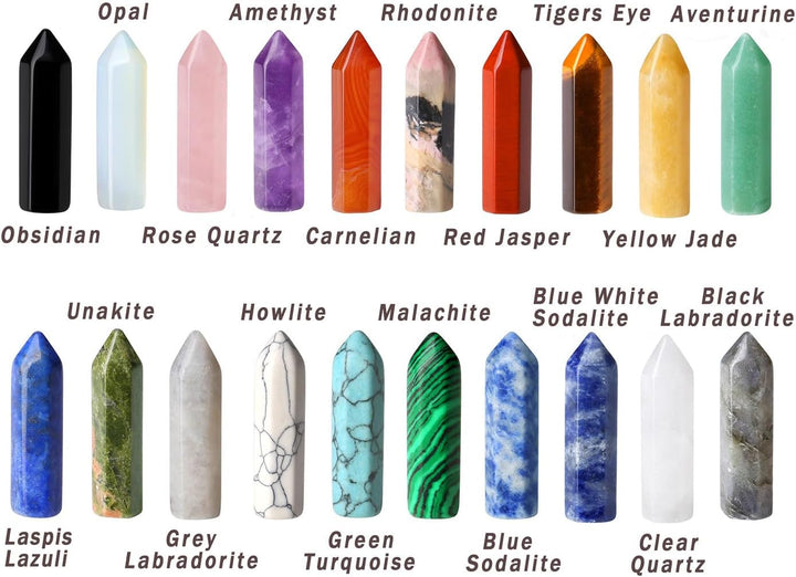 20 Pcs Healing Crystals Set Crystals Gemstones Wands Bulk Crystal Gifts Reiki Polished Stones Crystal Points Assorted Crystals for Beginners Collection
