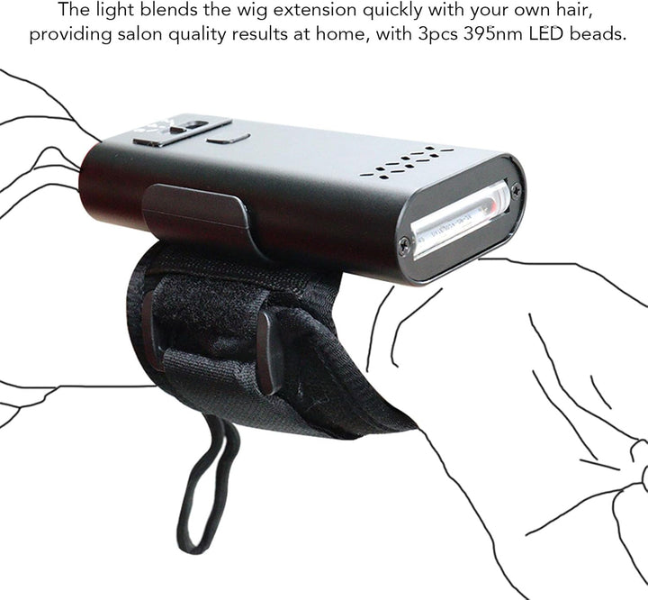 LED Hair Extension Lamp V Light Extensions Tool Glue Curing Machine with 395Nm Wavelength 3000Mah Battery for Seamless Blend Voluminous at Home Salon