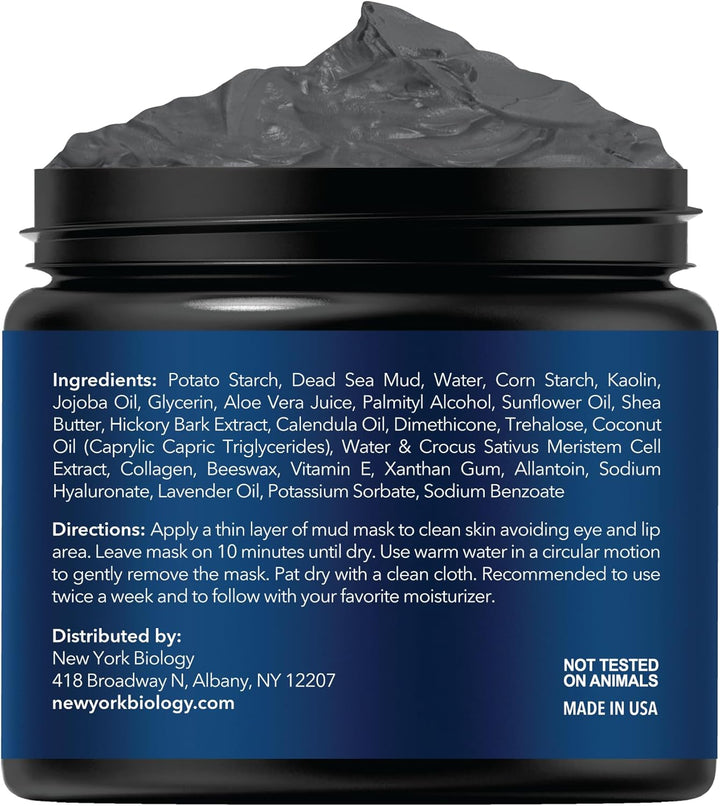 New York Biology Dead Sea Mud Mask for Face and Body with Stem Cell and Collagen - Spa Quality Pore Reducer for Acne, Blackheads and Oily Skin, Natural Skincare for Women, Men - Tightens Skin - 113 G