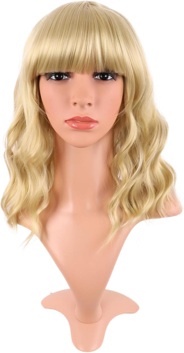 28 Inch/70 Cm Long Wavy Middle Part with No Bangs Synthetic Fiber Curly Fashion Women Party Cosplay Wig (Light Pink)