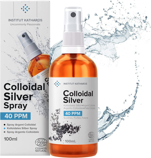 Colloidal Silver Spray 100Ml ● 40 PPM ● Superior Concentration, Smaller Particles, Better Results ● Ecocert Cosmos Natural Certified ●