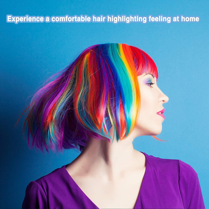 Hair Highlights Coloring Dye Tool Set, 2 Hair Disposable Tipping Frosting Cap, 2 Hook Needle with Hair Coloring Brush and Hair Dye Comb Set for Salon Home Use Hair Coloring Supplies