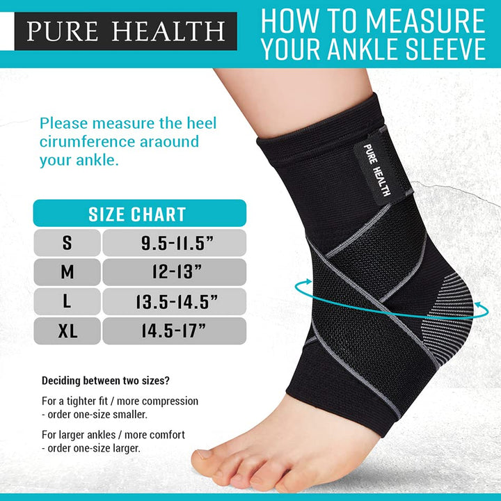 Ankle Support for Ligament Damage Sprained Ankle, Achilles Tendonitis Foot & Plantar Fasciitis Support Strap, Heel Pain Relief & Wrap for Compression (Black, M)