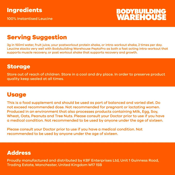 , Pure Instantised Leucine Powder, Essential Branched Amino-Acid, Helps Muscle Growth (500G)