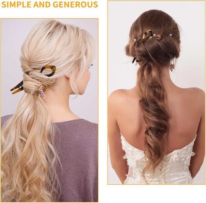 3Pcs Lialys Prestige Hair Pins Magic Grip, French Twist U-Shaped Hairpins for Women, Acetate Hair Styling Accessories for Buns & Updos, Holds Thick/Fine/Long Hair(3 Colors)