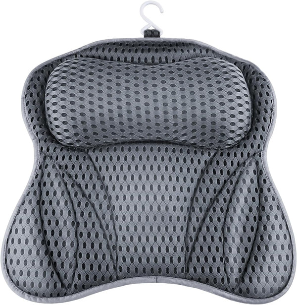 Bath Cushion,  Bath Cushion 4D Mesh Headrest with 6 Non-Slip Suction Cups Can Support Head, Neck, Back, for Bathtub, Home Spa