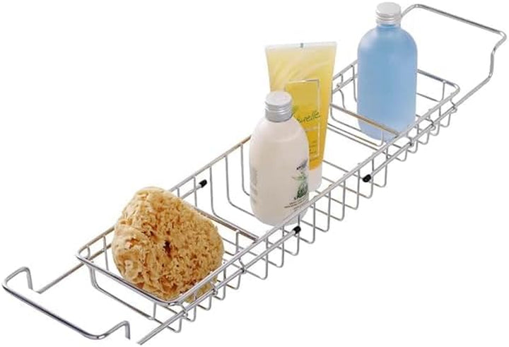 Extendable Bath Tub Rack Bridge Scratch-Proof Storage Tray Caddy with Chrome Finish 66.6 X 13.4 X 7.4 Cm