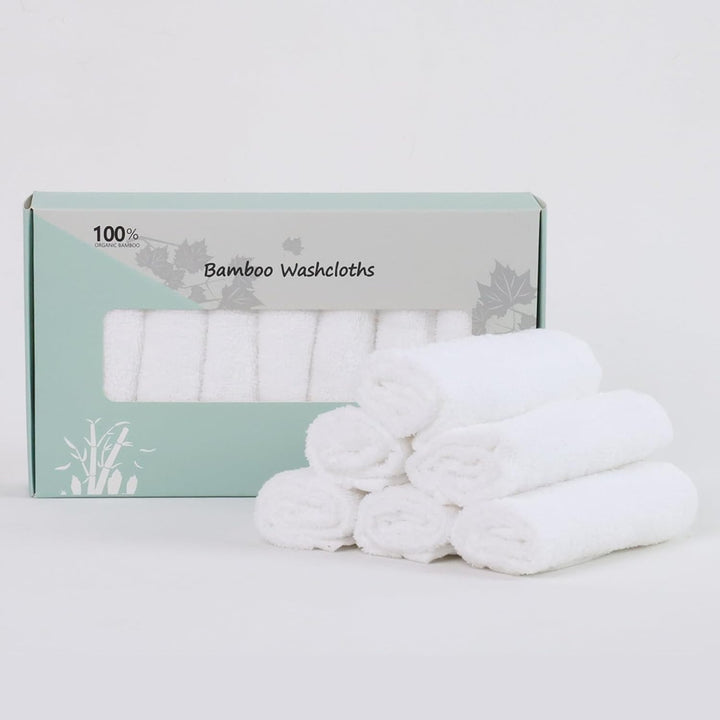 Baby Washcloths 100% Organic Bamboo Bath Washcloth Reusable Face Towels Anti-Bacterial Soft Towel Set Perfect for Newborn(5 Pack)