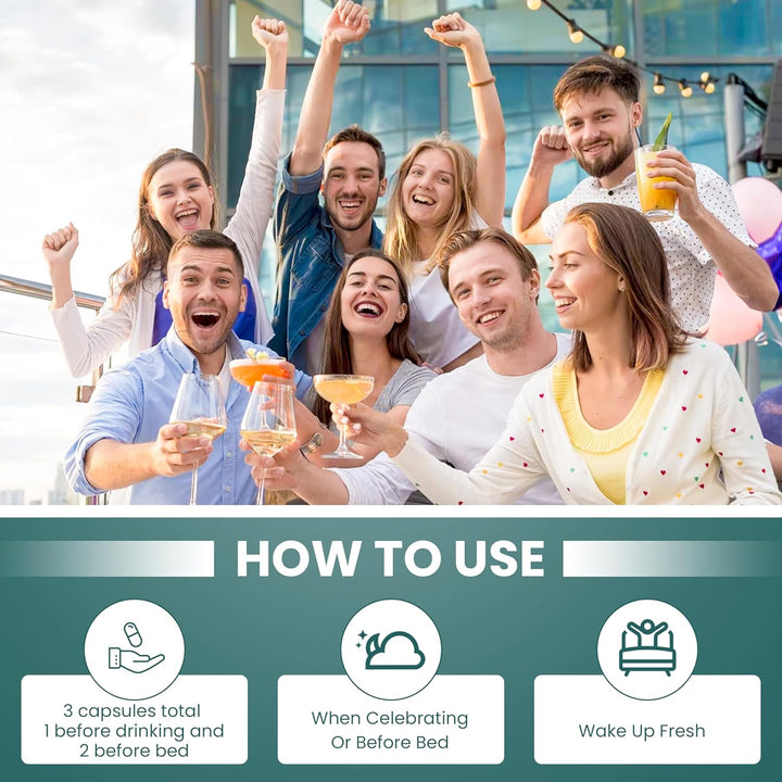 Dr Hang - after Party Recovery Supplement – DHM, Prickly Pear,Rosemary Leaf, Magnesium & B Vitamins – 30 Capsules – Full Liver Detox Formula